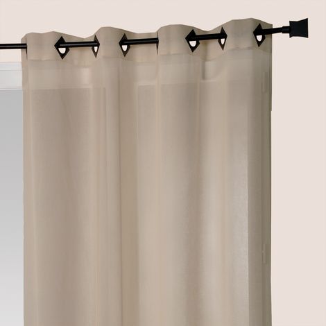 Voilage léger uni à œillets carrés Beige 140x240 cm