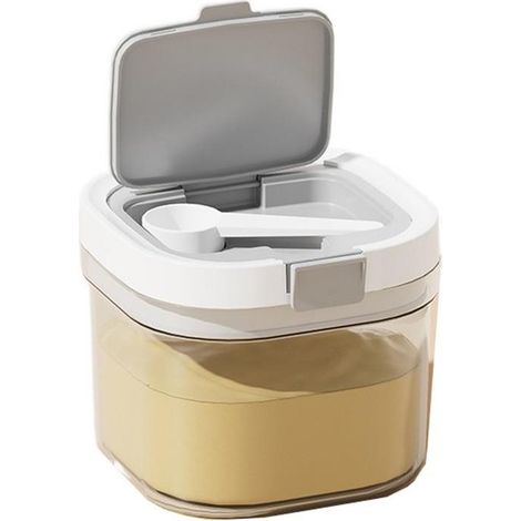 Distributeur de lait en poudre pour bébé 800 ml, portable et hermétique, anti-humidité, sans BPA, avec cuillère et compartiments superposés, transparent (1/5)