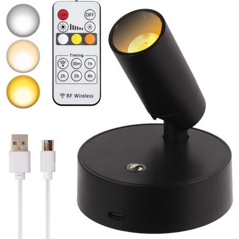 1 Spot LED Sans fil, Rechargeable USB-C, Télécommande Minuterie, 3 Températures Couleur, Pour Plantes Œuvres d'art (1/5)