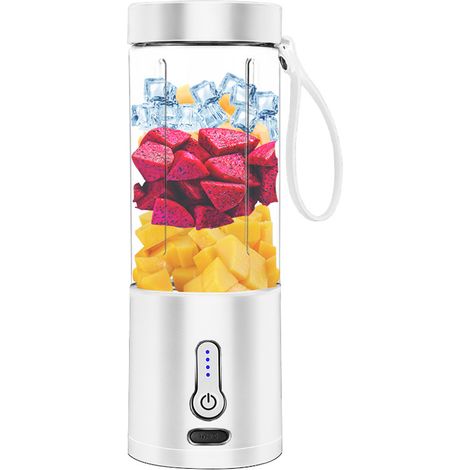 (Blanc) Blender rechargeable multifonctionnel avec fonctions de broyage de glace et de mixage de fruits (1/5)