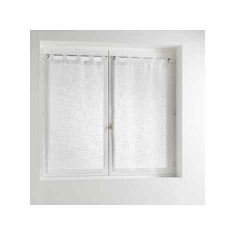 Douceur D'Intérieur – Voilage brise bise 2 x 60 x 160 cm – Effet lin tissé – Lavable en machine – Pour fenêtres de cuisine – Couleur blanc