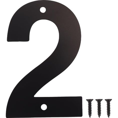 Lettres métalliques décoratives pour boîte aux lettres, numéro de porte, inscription d'adresse pour maison, décoration murale extérieure (noir, numéro 2) (1/5)