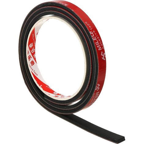 Bandes En Caoutchouc Néoprène 10mm De Large x 4.3mm D'Épaisseur x 1 Mètre De Long, Feuille De Caoutchouc Solide Autoadhésive Pour Joint D'Amortissement, Noir (1/5)