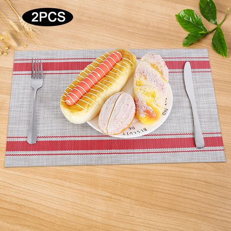 Lot de 2 dessous de plat isolants en PVC à rayures pour la maison (rouge) (1/5)