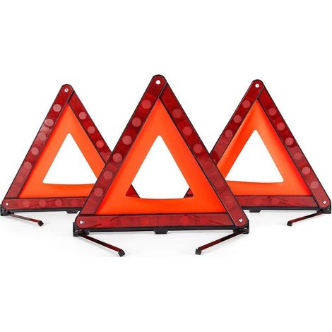 Kits de triángulos de advertencia de emergencia - Triángulos de seguridad para automóviles - Plegables, reflectantes, de plástico universal (juego de 3) (1/5)
