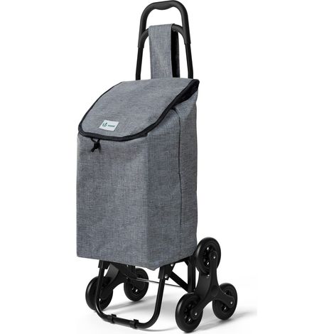 VOUNOT® Einkaufstrolley Treppensteiger, Hackenporsche Einkaufswagen mit 3 Räder, Wasserdichter, 32L, Grau