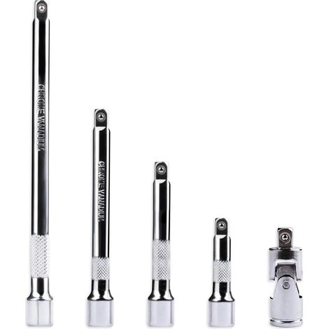 4 Pcs Rallonge Cliquet 1/4", Rallonges Douille Longue 1/4" Rallonge Visseuse pour Douilles à Impact pour Clés à Cliquet (50 mm, 75 mm, 100 mm, 150 mm), avec 1 Adaptateur (1/5)