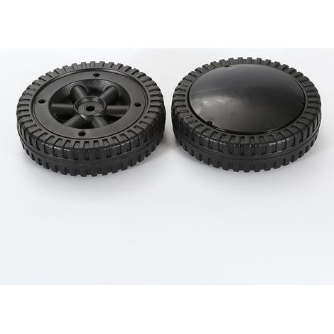 Replacement wheels for barbecue, pack of 2, 6 inch, plastic, four holes, with cap, for Charbroil barbecues. (1/5)