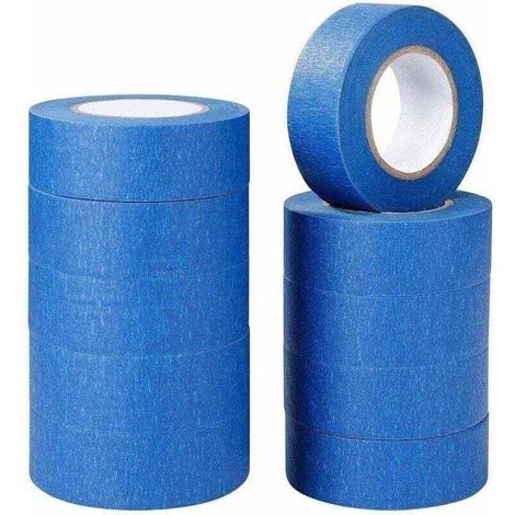 Blaues Abdeckband, Klebeband zum Bemalen und Dekorieren von Etiketten, zum Sprühlackieren, für Whiteboards, Bastelarbeiten, 10 Rollen à 24 mm x 20 m