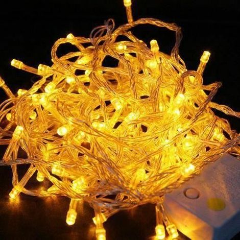 1 x Guirlande lumineuse LED 30 m, 300 LED jaunes, 8 modes, étanche éclaboussures, intérieur/extérieur