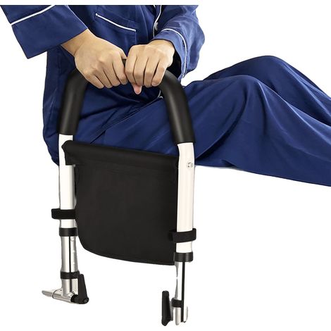 Barrière de lit pour personnes âgées, Acier à haute teneur en carbone, Hauteur réglable de 50 cm à 58 cm, Design pliable convivial, Convient à la plupart des types de lits, Protection anti-chute (1/5)