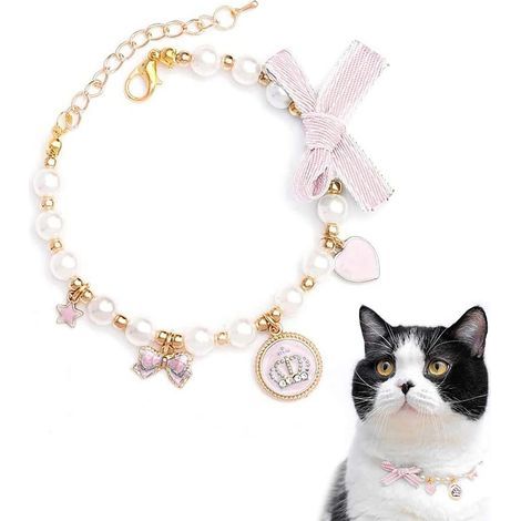 Hunde- und Katzenhalsband, Katzenhalsbänder, Katzenhalsband mit herzförmiger Strasskrone (XS) (1/5)