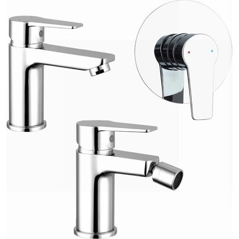 Ensemble mitigeurs lavabo bidet sans vidage et mitigeur de douche encastré chromé Jane (1/4)