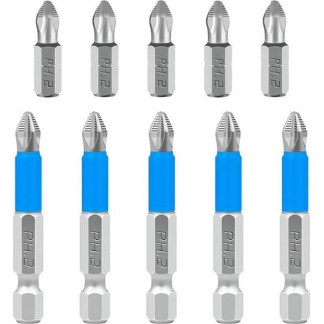 Jeu d’embouts de tournevis magnétiques PH2 × 90 mm – 5 pièces, tige hexagonale 1/4", tête cruciforme, haute précision (1/4)