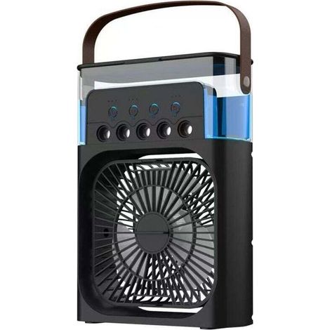 Climatiseur Mobile Portable 4 en 1 Mini Air Cooler 600ML 3 Vitesses 3 Modes Brume 7 Veilleuses Timer Bureau