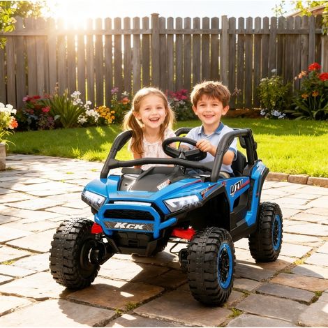 Auto elettrica per bambini UTV 2 posti 24 V, telecomando, musica e luci, blu HAVRYA (1/3)