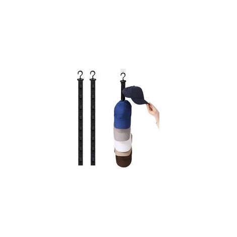 Porte Casquette, Support Casquette,71,5 cm, 2 Pièces Porte Casquette Mural Livré avec 8 Clips de Rangement, Rangement Casquette pour Ranger les Casquettes de Baseball, les Casquettes de Canard (1/5)