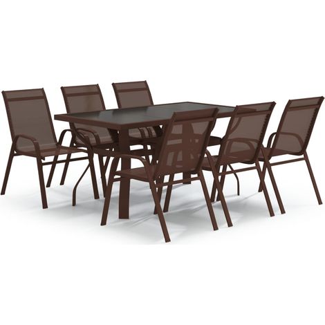 Maison Exclusive - 7-tlg. Garten-Essgruppe Braun und Schwarz