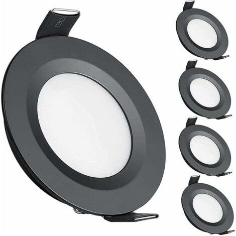 BUNTHAUS x 12V LED-Einbaustrahler, 58-65mm Loch, 3W, 3200K, Einbaudeckenleuchten für Wohnmobil, Boot, Wohnwagen, Transporter, Yacht, Warmweiß (Schwarz)
