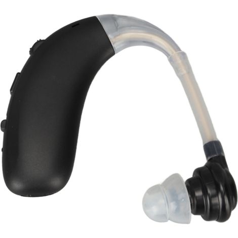 Appareil auditif rechargeable avec écouteurs amplificateurs de voix, adapté aux films, aux salles de classe et aux réunions, noir. (1/5)