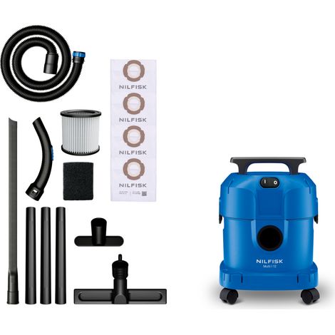 Nilfisk Multi I Home 12 Nass-Trockensauger 1100 W, 12 L, Mehrzwecksauger mit Blasfunktion, 2 m Schlauch & Zubehör (1/4)