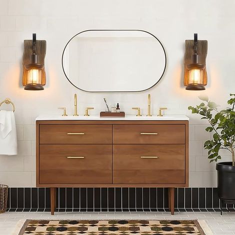Aplique de pared industrial vintage, Aplique de pared negro de madera y metal estilo granja para interiores, pasillo, hotel, bar y porche (1/3)