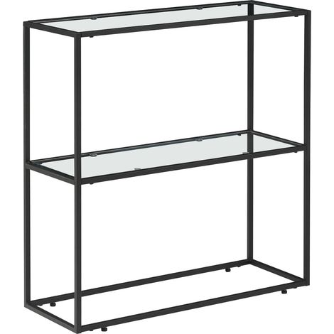 Mesa consola con cristal templado 85 x 80 x 30 cm negra y transparente 030010876