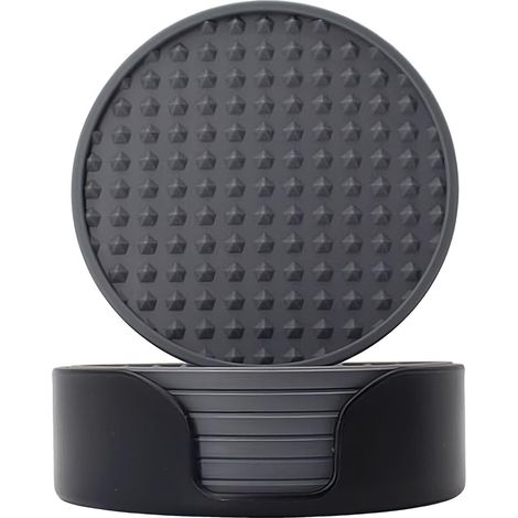Dessous de verre en silicone antidérapant rond résistant à la chaleur avec support pour table de salle à manger, cuisine, maison, café, lieu de travail, bar, centre de table (1/5)