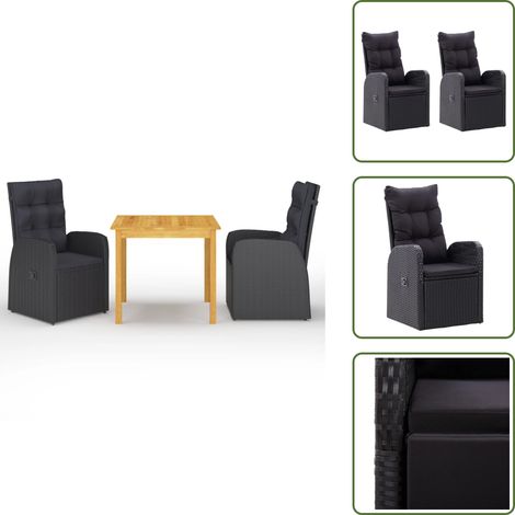 Mobili da giardino - vidaXL Set Mobili da Pranzo per Giardino 5 pz Nero - Tavolo in legno