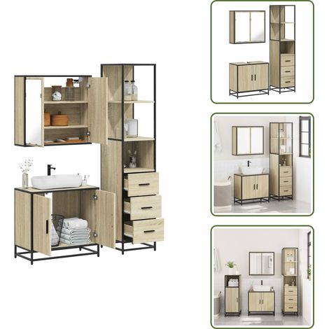 vidaXL Ensemble de meubles de salle de bain 3 pcs chêne sonoma