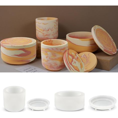 Moule à Plateau en Silicone,2 Pièces DIY Résine Époxy Moules,Pot De Fleurs Succulentes Gypse Ciment Moules pour la Fabrication Artisanale (1/5)