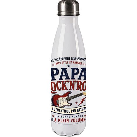 Bouteille Isotherme Papa Rock'n'Roll 500 ml Cadeau Musique (1/2)