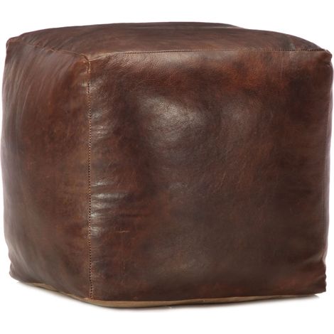 Pouf Dunkelbraun 40 x 40 x 40 cm Echtes Ziegenleder