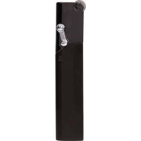 Briquet butane rechargeable noir, fin et coupe-vent, modèle portable pour cigarettes. (1/5)