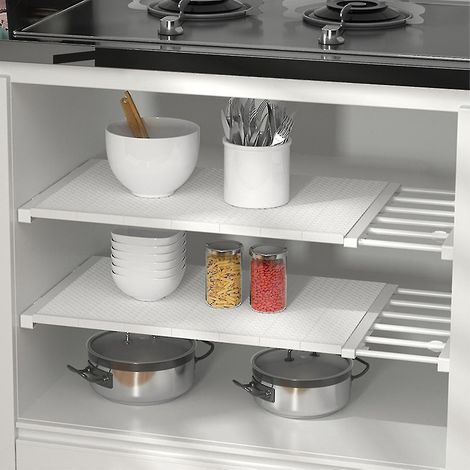 Spannregal und ausziehbarer DIY-Kleiderschrankteiler – 50–80 cm – weiß