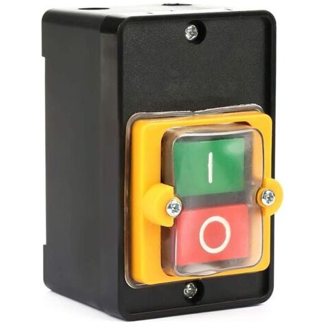 Commutateur à Bouton Poussoir, AC 220V/380V 10A Interrupteur à Bouton de Commande de Puissance étanche Bouton Marche Arret Machine Outil Interrupteur Machine Outil--