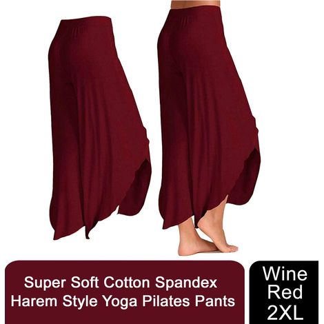 Aquarius Super Soft Modal Spandex Yoga Pilates Pants, Wine Red XXL (1/5)