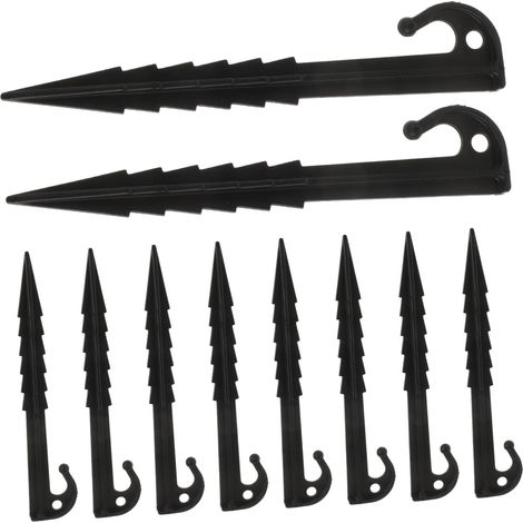 10 pièces Piquets de Tente Plastique Noir Lot de Piquets Robustes pour Camping Fixation Sol Résistante Accessoires pour Tentes et Auvents et Vent (1/5)