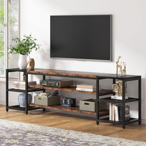 TV Cabinet 200cm Industrial 3 Tier Media Stand with Storage