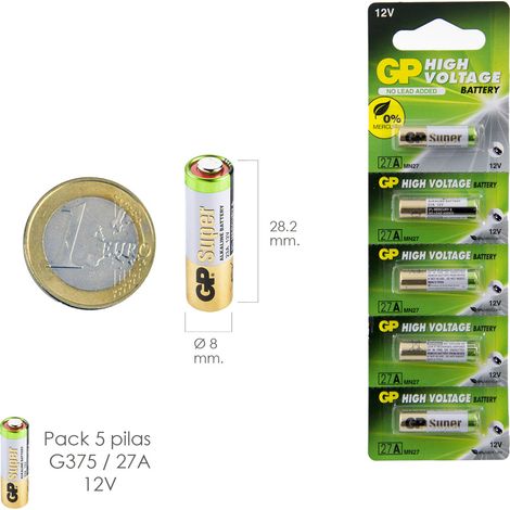 Pila Alcalina G375/ 27A 12 V. Sin Mercurio (Blister 5 Piezas)