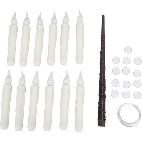 Ortviai Bougies LED sans flamme en forme de cône (12 pièces), télécommande magique, lumière chaude vacillante, piles non incluses (1/5)
