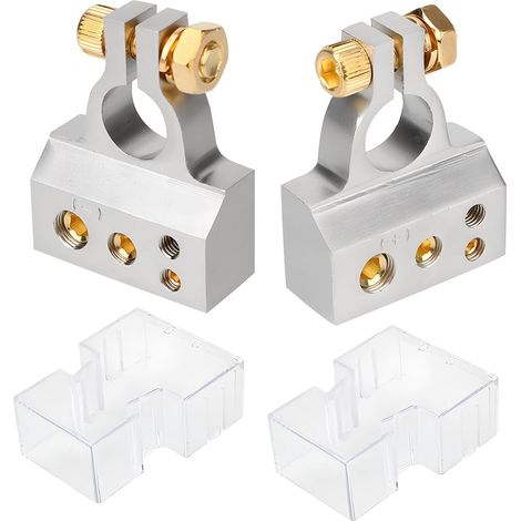 2 Pièces Cosse Batterie Bornes Voiture, Connecteurs De Terminal De Batterie De Voiture Positive & Negative Battery Terminal, Pour Systèmes Audio Voitures, Camions, Caravanes, Mobil-Homes (1/5)