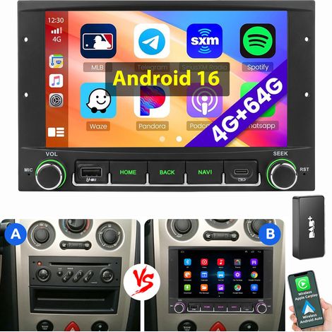 Pour Peugeot 307 SW CC 2001-2014 Android 16 Autoradio GPS RDS WiFi Carplay 4+64G DAB (1/5)