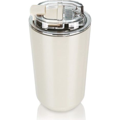 Taza térmica con tapa, Taza de viaje para café, Taza de acero inoxidable con aislamiento al vacío, Reutilizable, Color blanco roto, 380 ml (1/5)