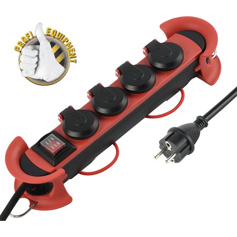 MaxTrack Outdoor Power Strip - NV61-5L, Idealfür Profis, Heimwerker oder Camping, IP44, erhöhter Berührungsschutz, beleuchteter Schalter, wasserdichte Steckdosenleiste