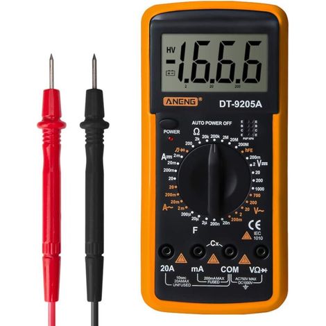 DT-9205A Kompakt-Multimeter – AC/DC-Voltmeter, Amperemeter, Ohmmeter, Hz-Tester – Ideal für Elektriker