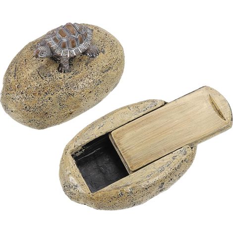 Caja para llaves oculta con forma de tortuga impermeable, ideal para guardar una llave de repuesto. Perfecta para decorar jardines y exteriores. Color caqui.