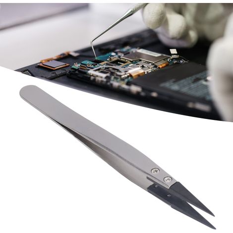 Pinces à pointe fine en fibre de carbone anti-statiques, haute précision pour microélectronique et semiconducteurs