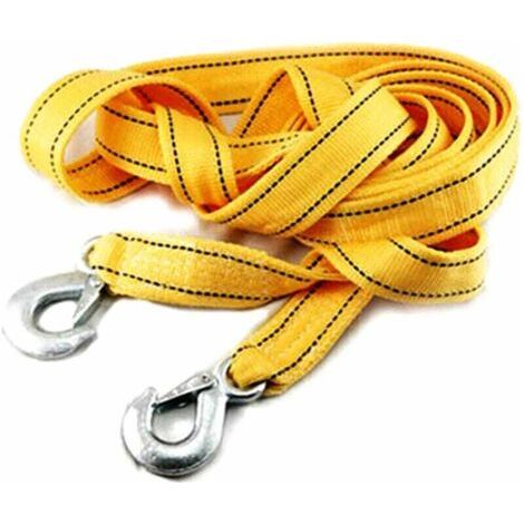 Sangle De Remorquage Avec Crochets Corde De Recuperation De Vehicule De Voiture Corde De Remorque 11 023 Lb Capacite De Corde De Remorquage Robuste Pour Camion De Voiture Suv, 4 M, Jaune (1/5)