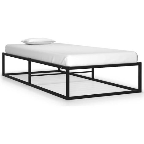 Cadre de lit avec sommier à lattes 90 x 200 cm métal noir sans matelas - PANGIVO (1/5)